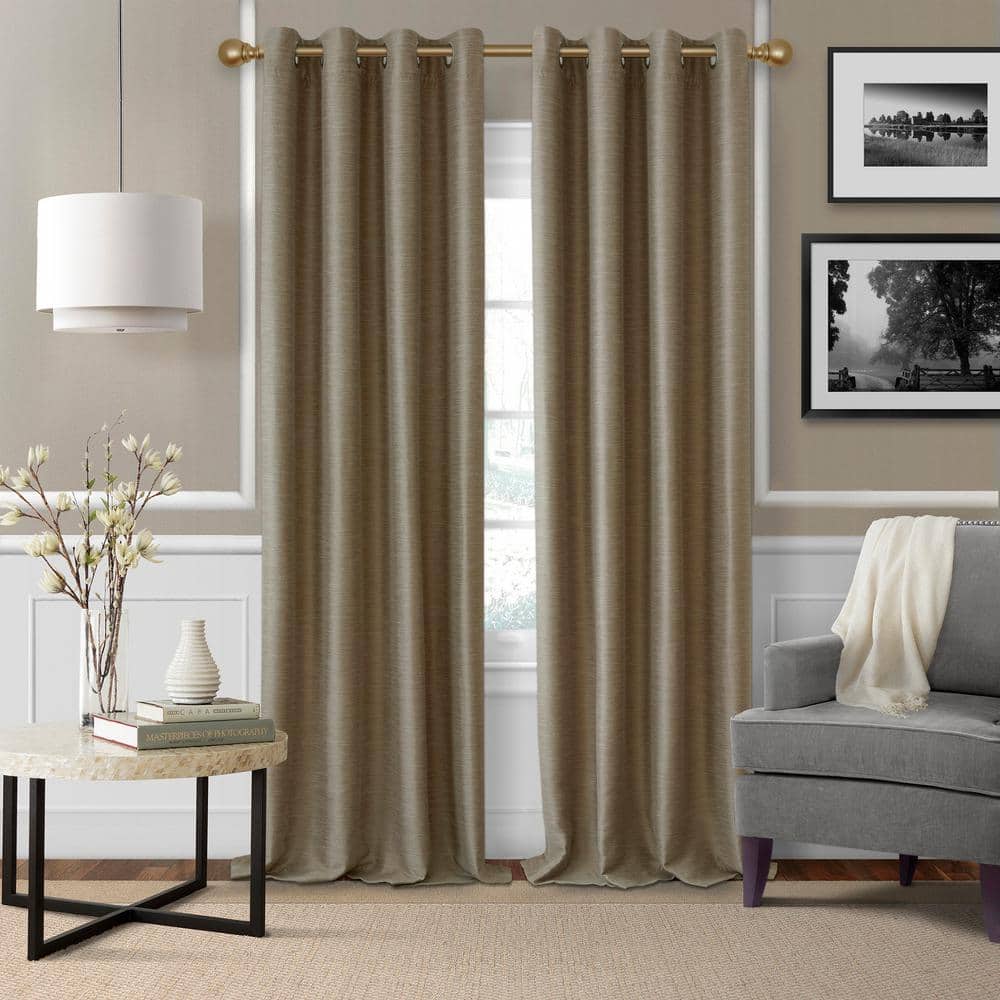 Cordelia Soft Gold Adjustable Curtain Rod with Globe Finials, 28"-48"