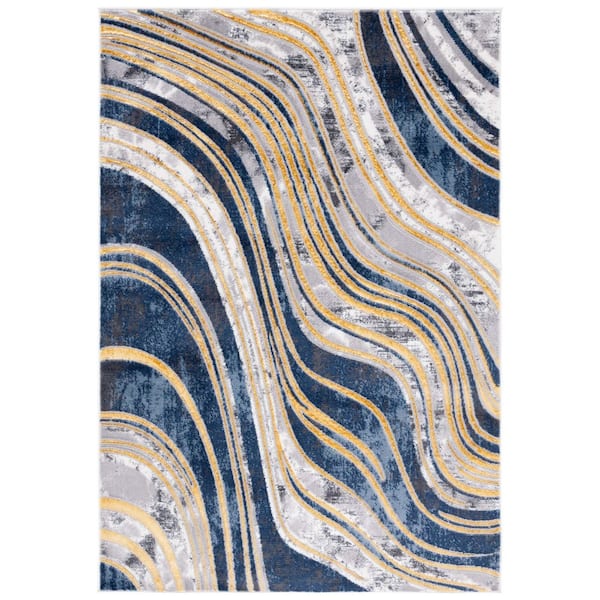Amelia 700 4 X 6 Blue/Gold Abstract Area Rug