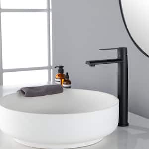 Single Handle Vessel Sink Faucet, Single Hole Tall Bathroom Faucet in Matte Black