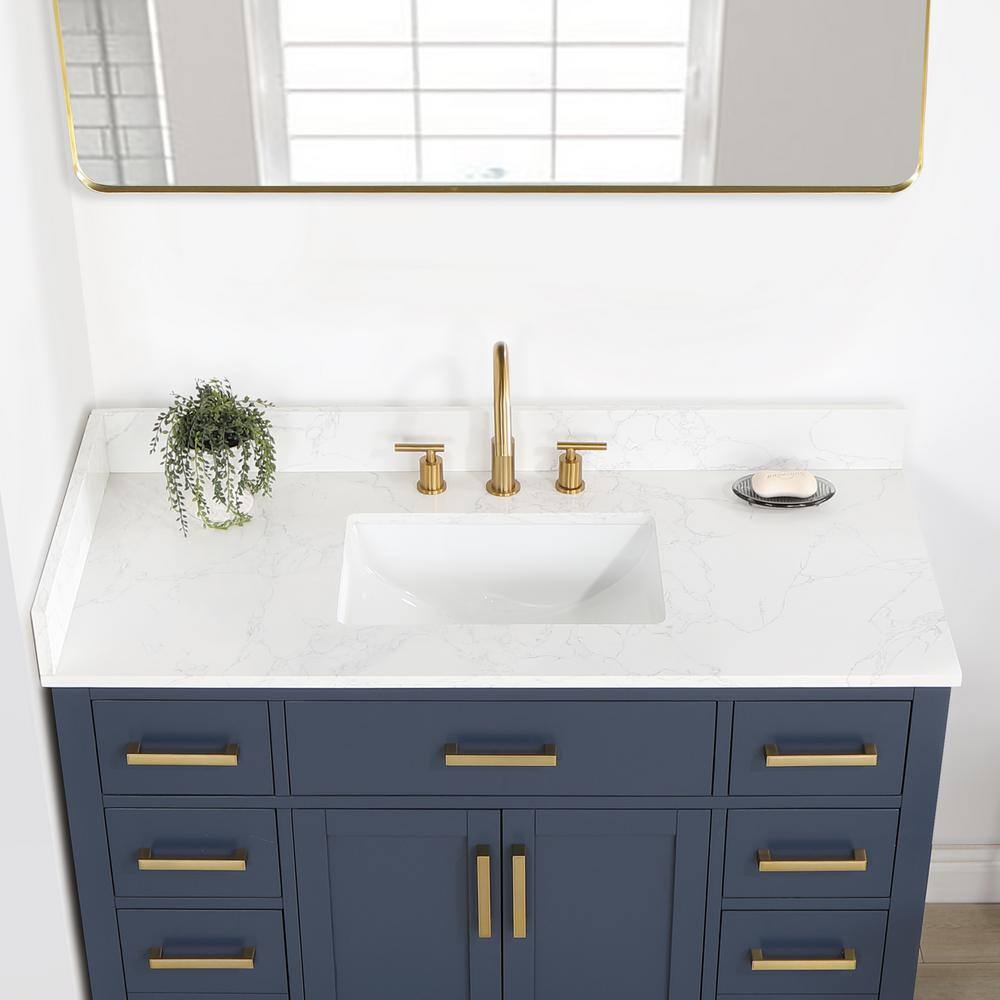 Gavino 48" Royal Blue Wood Vanity with Stone Top and Mirror