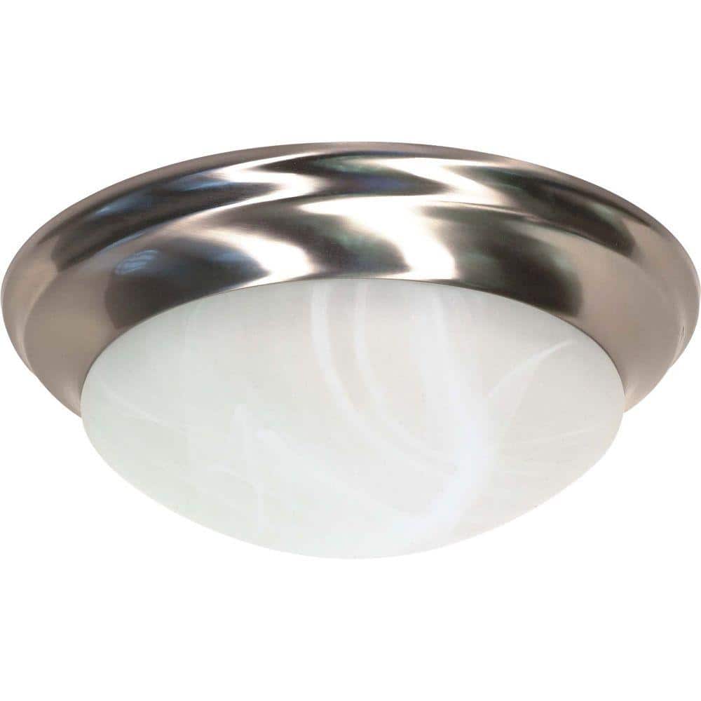 Brushed Nickel 14" Flush Mount with Alabaster Glass