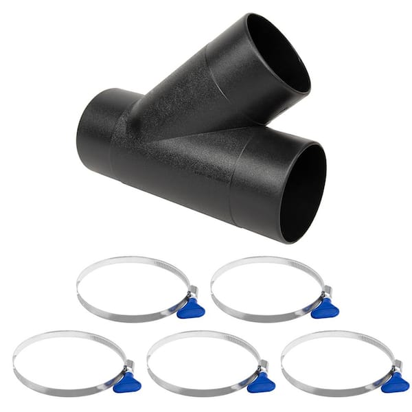 4 in. Y-Fitting Dust Collection Hose Connector with 5-PC 4 in. Key Hose Clamps