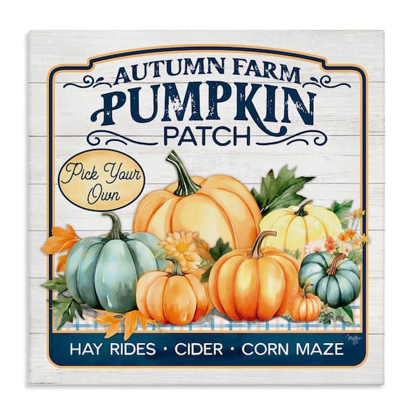 Stupell Industries Autumn Farm Pumpkin Patch by Martin Podt Unframed Graphic Typography Art Print 36 in. x 36 in.