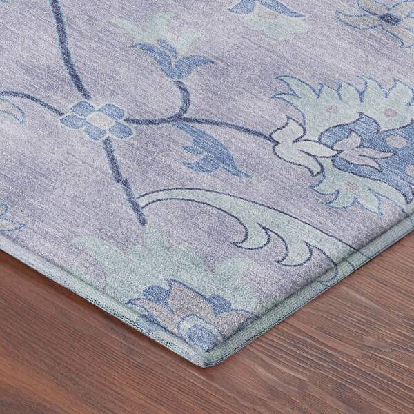 Mayfield Premium Machine Washable Abstract AMF2291 Lilac 8 ft. x 8 ft. Round Rug