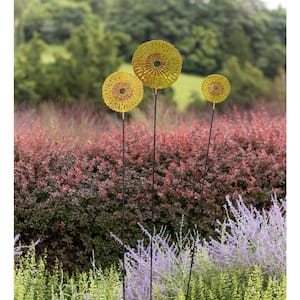 79 in. Tall Golden Garden Disk Stakes (Set of 3)