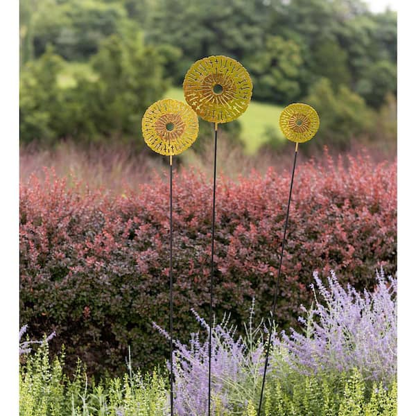 Evergreen Enterprises 79 in. Tall Golden Garden Disk Stakes (Set of 3)