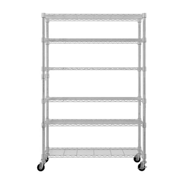 Karl home 5-Tiers Steel Adjustable Garage Storage Shelving Unit in Silver  (46.06 in. W x 81.88 in. H x 17.71 in. D)