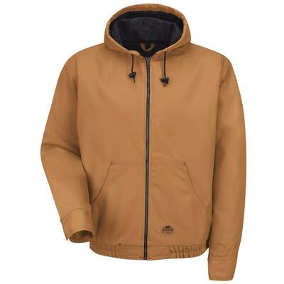 Red Kap Men's 5X-Large Brown Duck Blended Duck Zip-Front Hooded Jacket