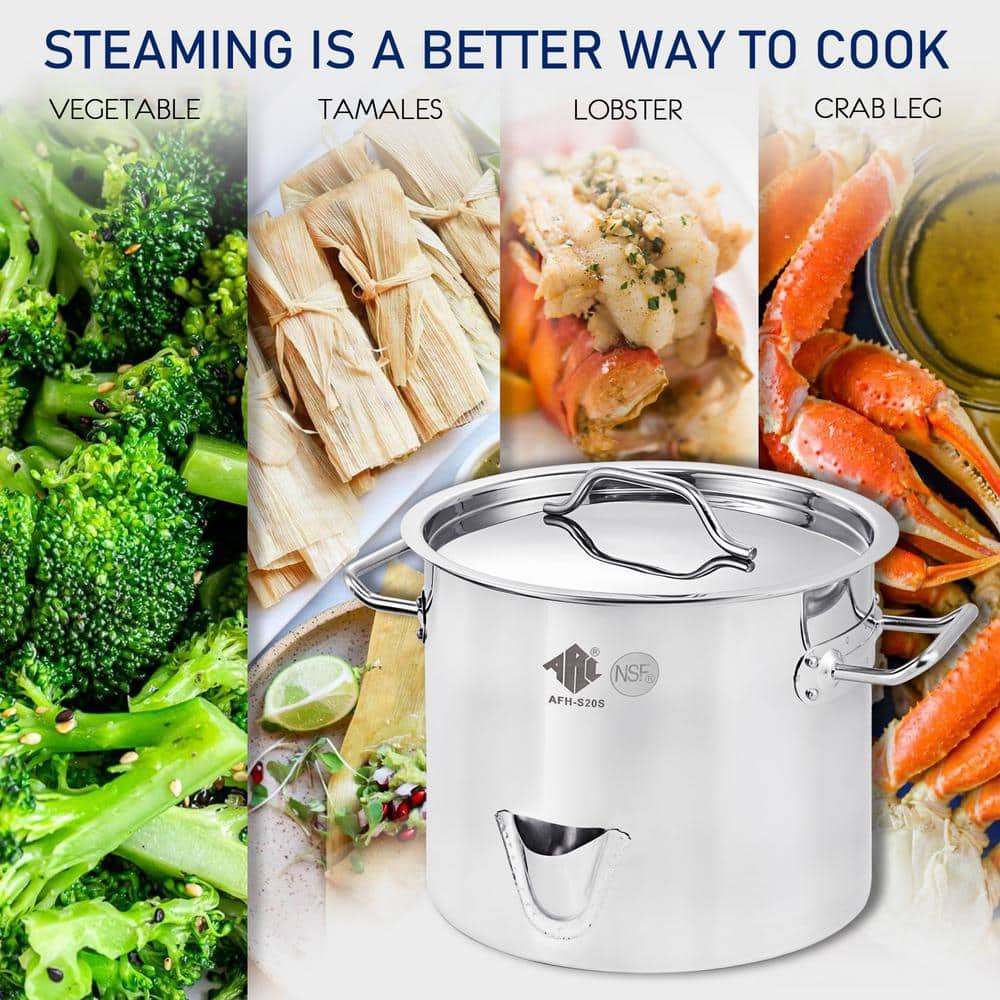 20 Quart Stainless Steel Steamer Pot with Basket Insert