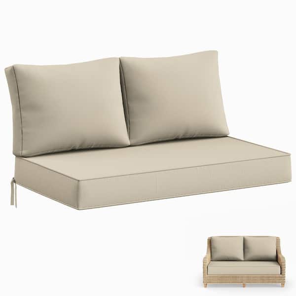 Kimunuk 46 in. x 26 in. x 5 in. Outdoor Patio Replacement Loveseat Sofa Cushion Set with Backrest Cream