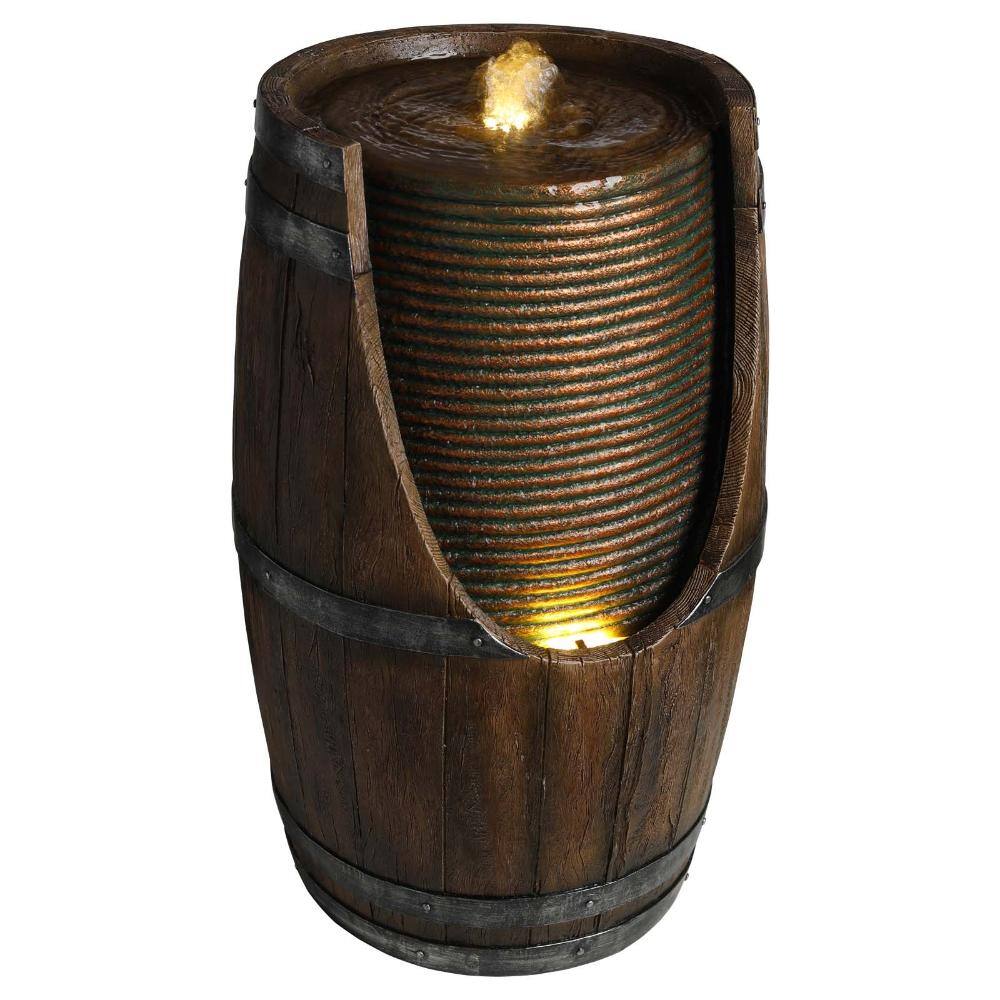 Outdoor Wooden Barrel Style Waterfall Fountain with LED Lights price history on PriceWatchPro