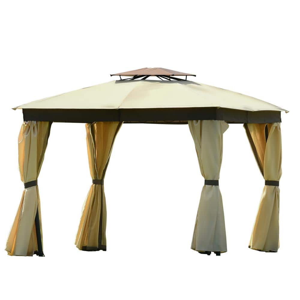 10 ft. x 10 ft. Khaki Outdoor Patio Gazebo Tent