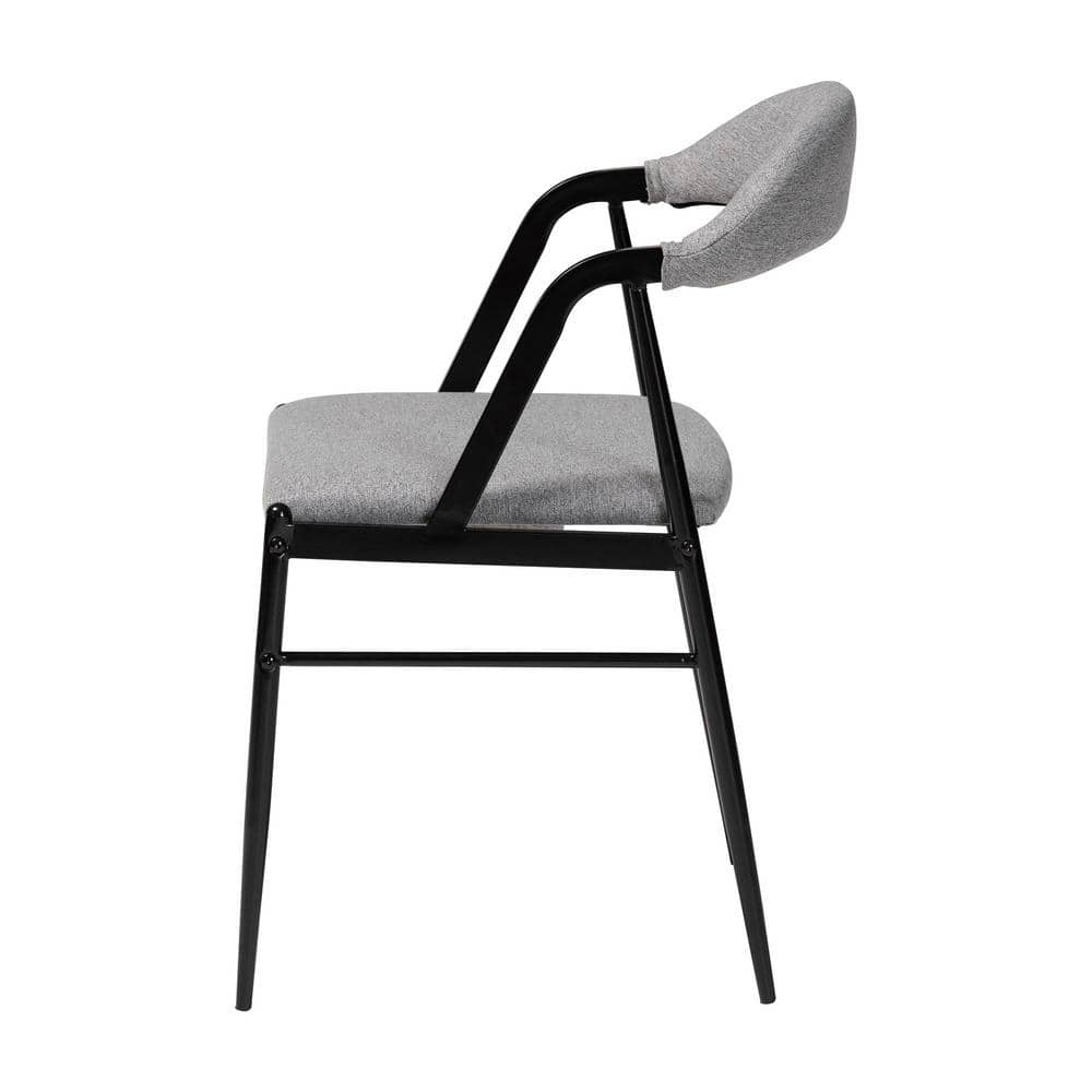 Orrin Gray Fabric and Black Metal Dining Chair Set of 4