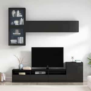 Modern Black TV Stand Fits TV's Up to 78 in. with Ample Storage Space, Wall Mounted Floating Storage Cabinets