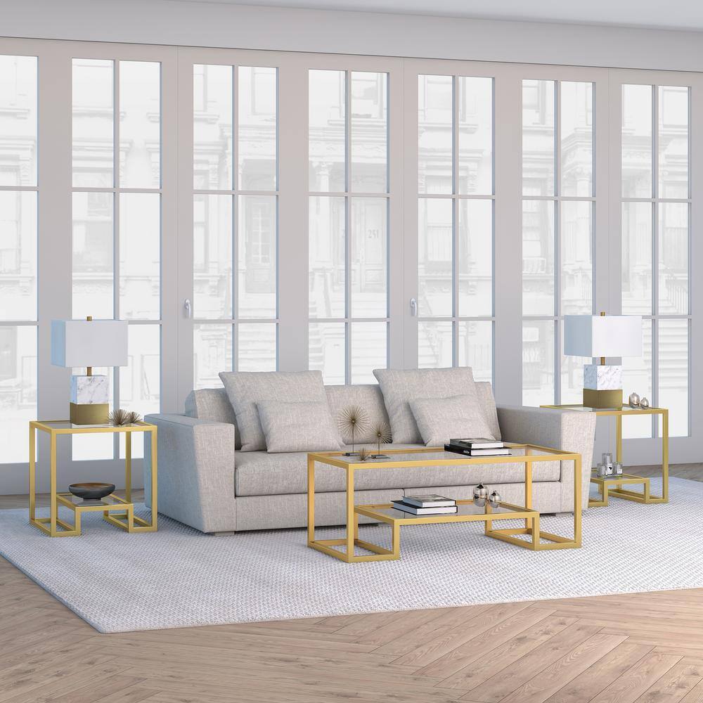 Athena 48" Gold Metal and Glass Rectangular Console Table