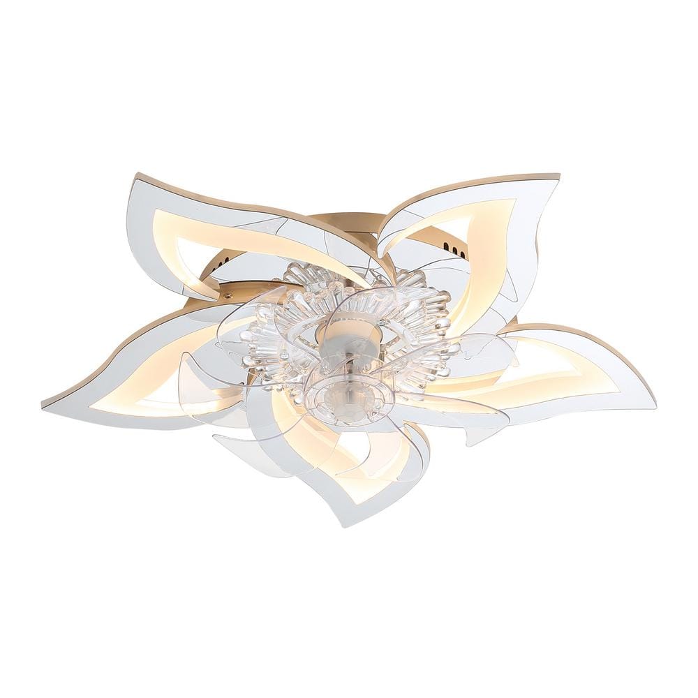 27.2 in. Integrated LED Indoor Chrome Ultra Quiet Flush Mount Ceiling Fan w