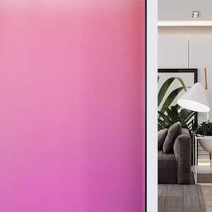 35.4 in. x 98 in. Non-Adhesive Frosted Privacy Decorative Window Film, Pink
