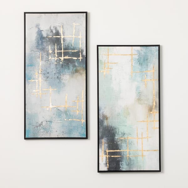 Toile Frames Printed Cotton Canvas - Grey/Blue/White