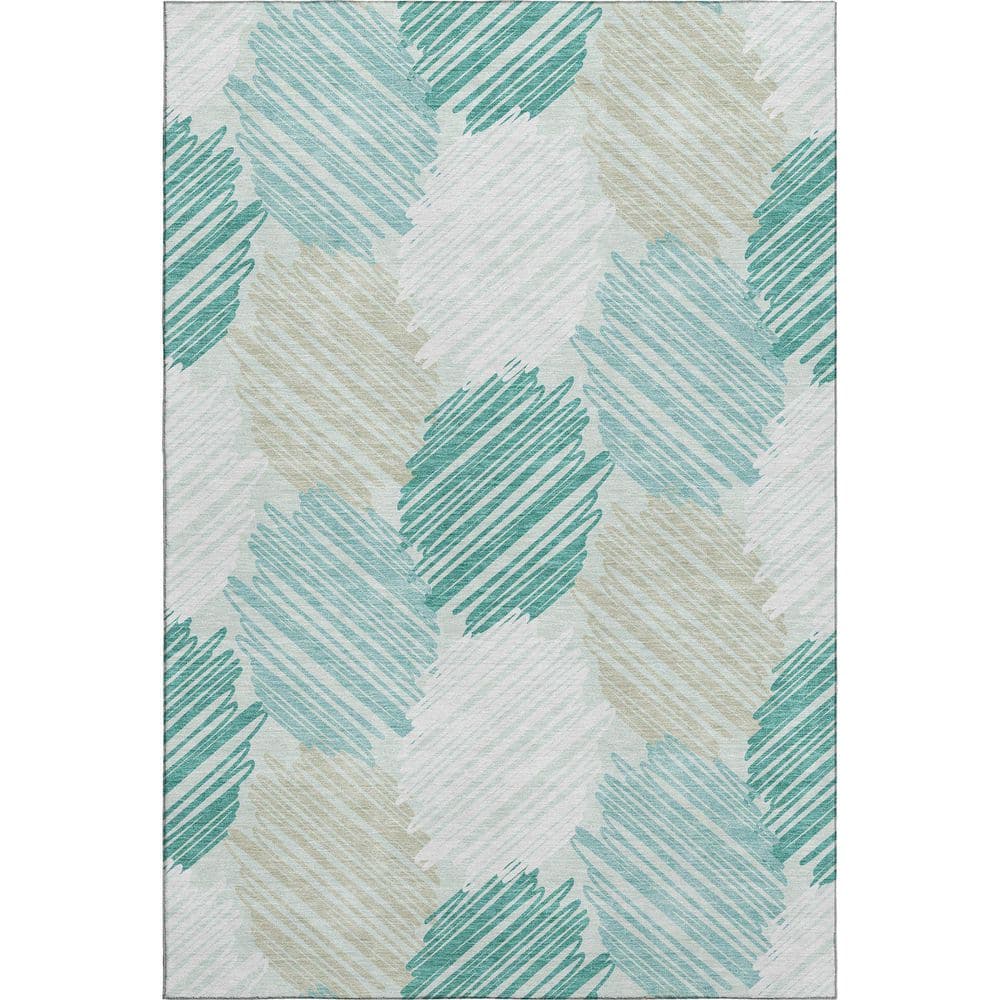 Mayfield Premium Machine Washable Abstract AMF1942 Teal 10 ft. x 14 ft. Area Rug price history on PriceWatchPro