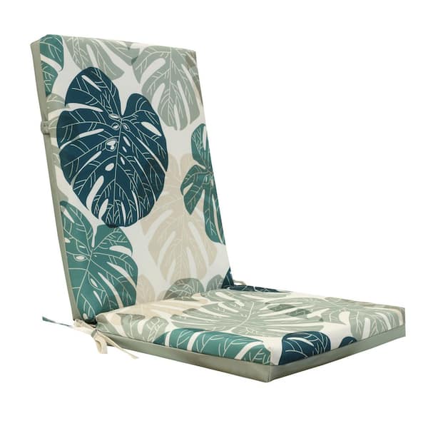 OUTDOOR DECOR BY COMMONWEALTH Outdoor Sage Leaf Print High Back Cushion 19 x 42-Includes 1-High Back Cushion