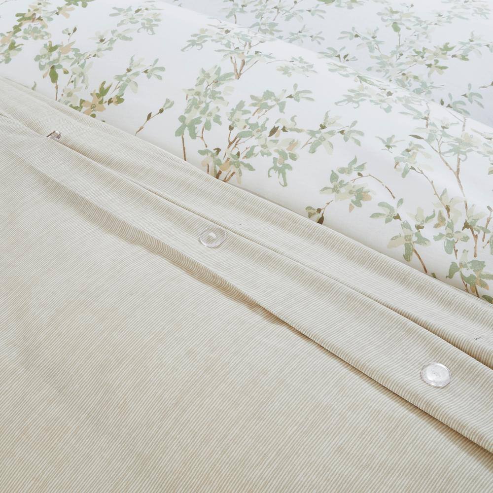 Lindy Green Floral Cotton Full/Queen Duvet Cover Set