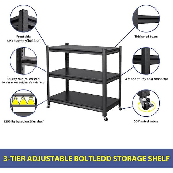 3- Tier Garage Shelving Heavy Duty Storage Shelves for Garage Storage Rack Adjustable 3 Tier