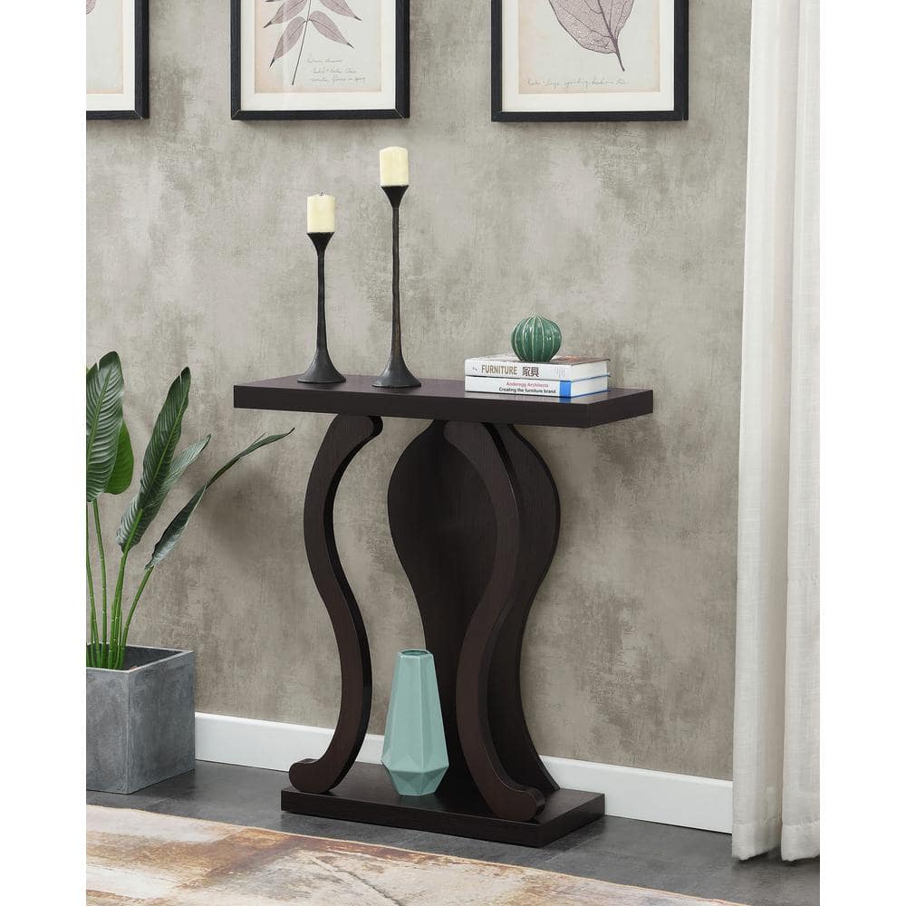 Newport Terry B Espresso Wood Console Table with Storage Shelf