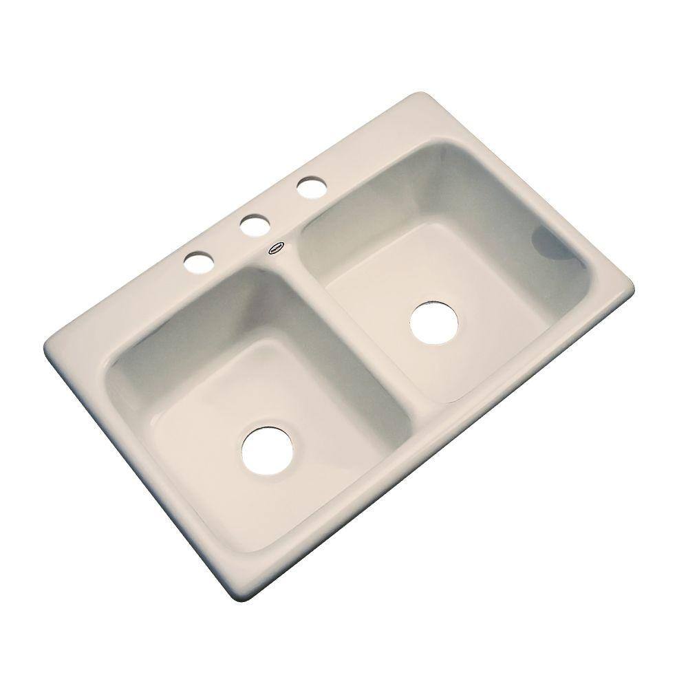 Thermocast Newport Dropin Acrylic 33x22x9 in. 3Hole Double Bowl
