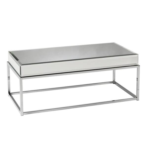 Southern Enterprises Grande 43 in. Silver Large Rectangle Glass Coffee Table