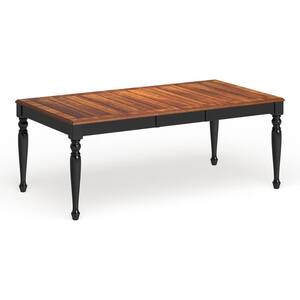 Schenly 78 in. Rectangle Black and Antique Oak Wood Expandable Dining Table (Seats 8)