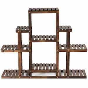 38 in. Indoor/Outdoor Carbon Baking Wood Plant Stand (6-tiered)