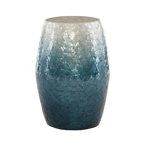 Jaynie White to Blue Ombre Capiz Shell Modern Drum Table