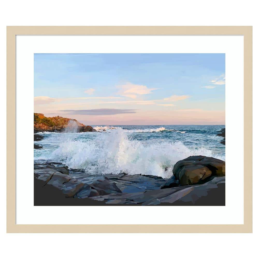 Crashing Waves Coastal Scenic Framed Photography Print, 25" Wide