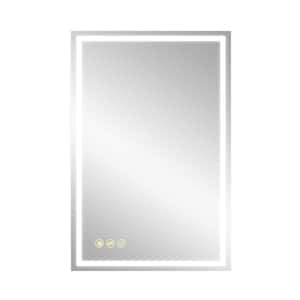 20 in. W x 30 in. H Rectangular Frameless Anti-Fog Wall Mounted LED Light Bathroom Vanity Mirror in Silver
