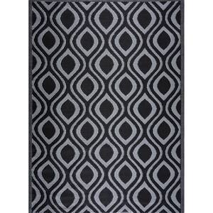 Venice Black Gray 4 ft. x 6 ft. Reversible Recycled Plastic Indoor/Outdoor Floor Mat