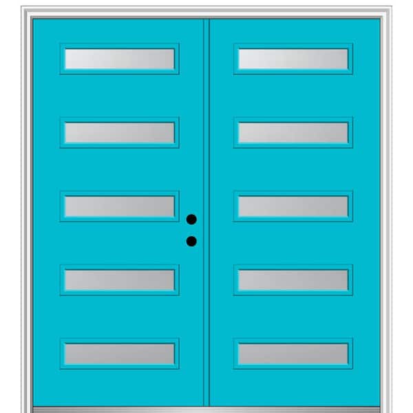 MMI Door 72 in. x 80 in. Davina Left-Hand Inswing 5-Lite Frosted Painted Fiberglass Smooth Prehung Front Door on 4-9/16 in. Frame
