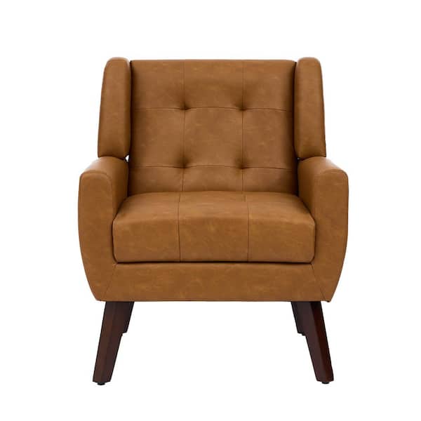Brown PU Leather Upholstered Arm Chair (Set of 1)
