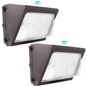 800- Watt Equivalent Integrated LED Brown Dusk to Dawn Wall Pack Light with Photocell Sensor 3 Color Selectable 2 Pack