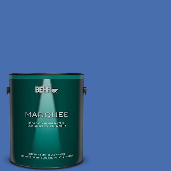 BEHR MARQUEE 1 gal. #PPU15-05 New Age Blue One-Coat Hide Semi-Gloss Enamel Interior Paint & Primer