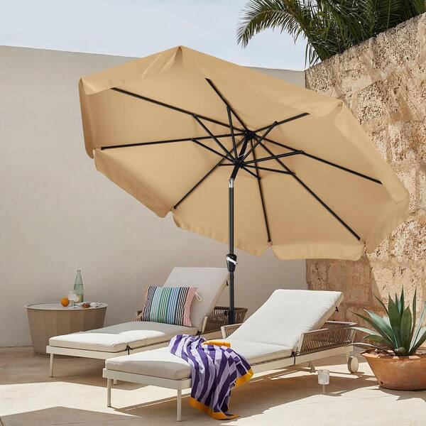 coral coast 9 ft push button tilt patio umbrella 9 ft. Aluminum Pole Market Push-Button Tilt Patio Umbrella in Khaki  Z08FT6XVZ3