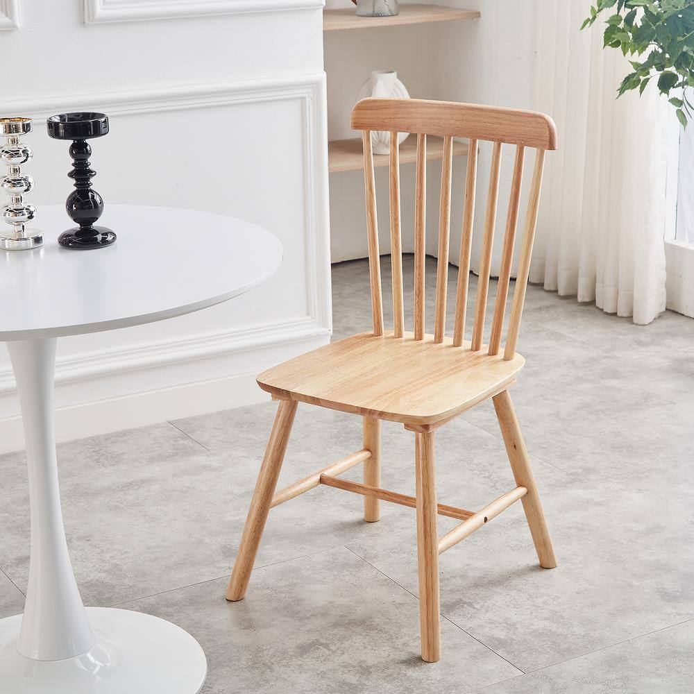 Natural High Back Windsor Solid Wood Dining Chairs Set of 4