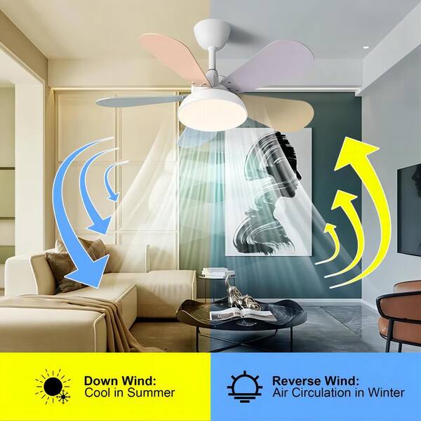 36 in. Smart Led Indoor Modern Dimmable Low Profile Macaron Semi Flush  Mount Ceiling Fan Light with Remote Control APP