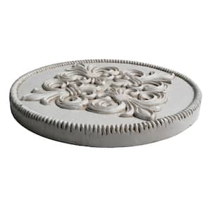 12 in. Dia x 1 in. H Composite Fleur de Lis Stepping Stones in Aged White (Set of 3)