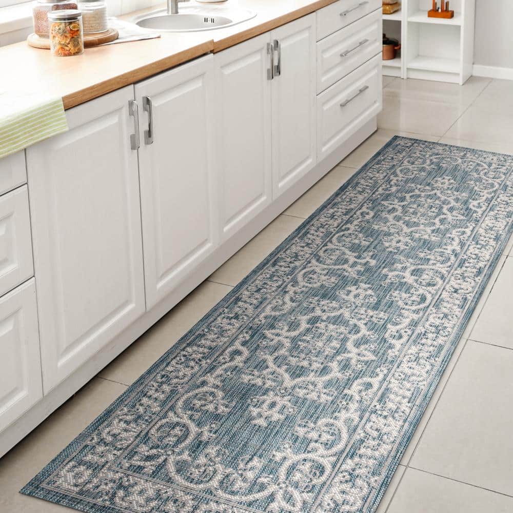 Galon Filigree Indoor/Outdoor Teal/Ivory 2 ft. x 10 ft. Runner Rug price history on PriceWatchPro