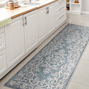 Galon Filigree Indoor/Outdoor Teal/Ivory 2 ft. x 10 ft. Runner Rug