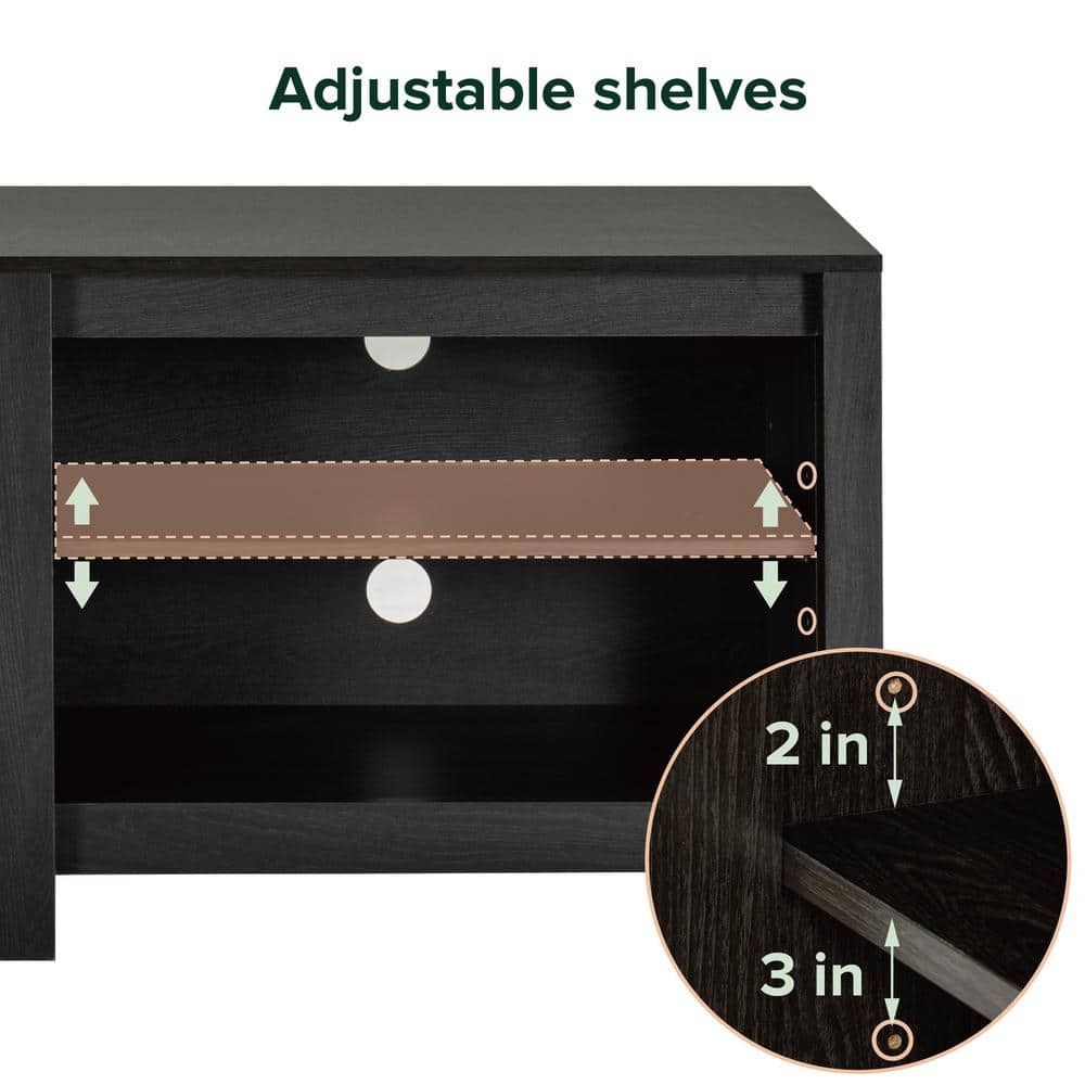Espresso 58" TV Stand with Cabinet and Open Shelving