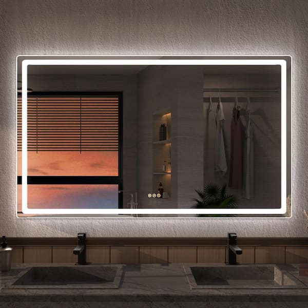 Hermitage Bath Niveous 60 in. W x 36 in. H Rectangular with Rounded Corners Frameless LED Wall Bathroom Vanity Mirror
