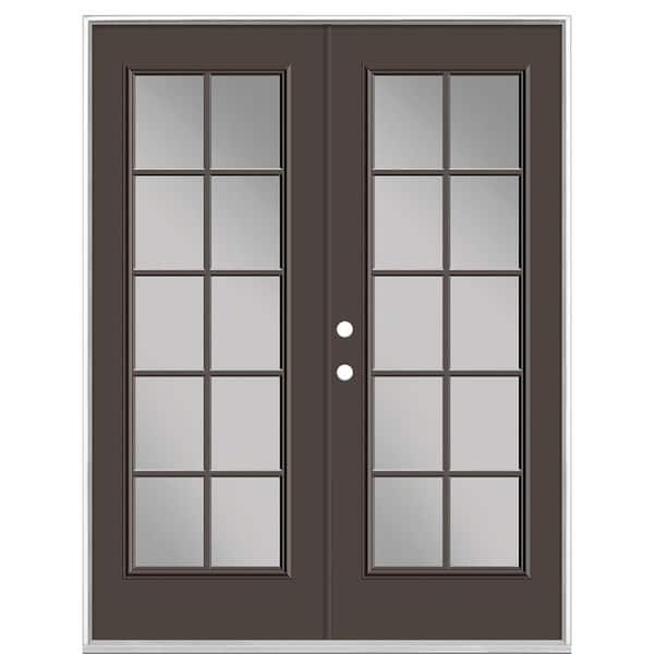 Masonite 60 in. x 80 in. Willow Wood Steel Prehung Right-Hand Inswing 10-Lite Clear Glass Patio Door without Brickmold