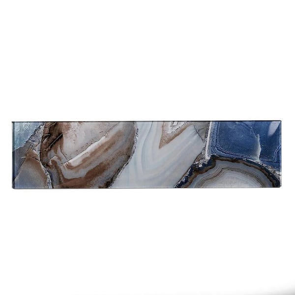 Apollo Tile Carnelian 3 x 12 in. Glossy Sea Blue Glass Subway Subway Wall and Floor Sample Tile