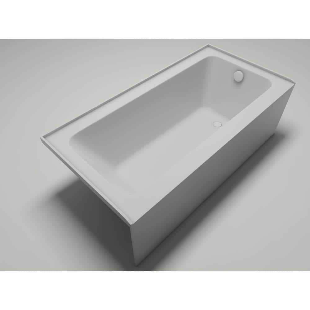 Pure White Acrylic Alcove Skirt Soaking Bathtub with Right Drain